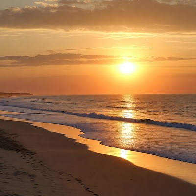 Sunset over the ocean beach