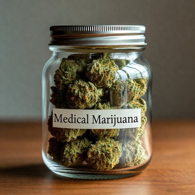 Medical marijuana in a glass jar