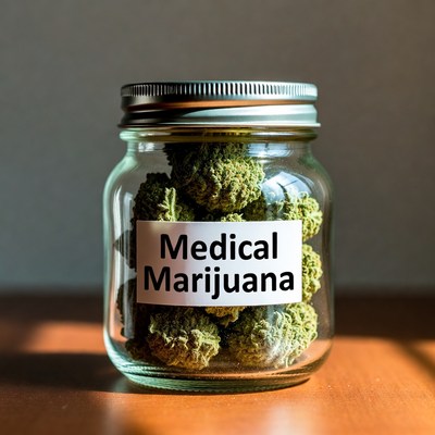 Medical marijuana in glass jar