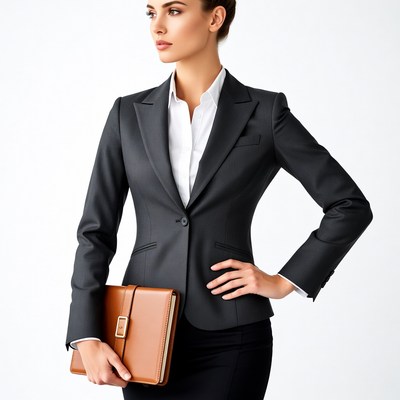 Business attire with a briefcase in studio