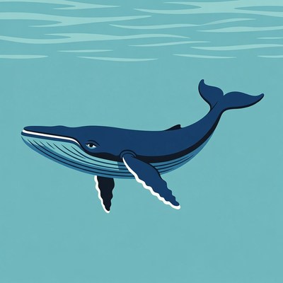 Humpback whale swimming in ocean