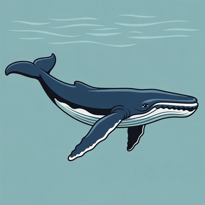 Whale swimming in ocean waters