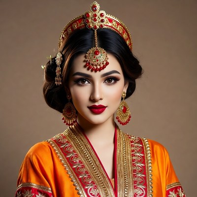 Traditional attire with jewelry in studio
