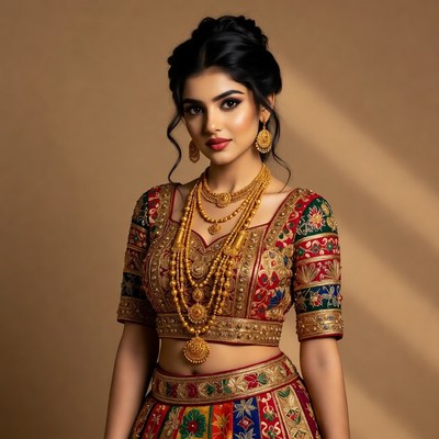 Woman in traditional attire posing for a portrait