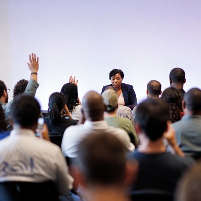 Discussion at community meeting event