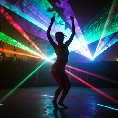 Dance under colorful laser lights