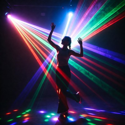 Dancing in colorful light rays