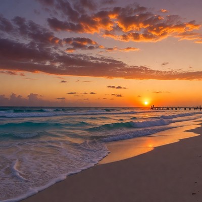 Sunset over the ocean at beach