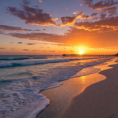 Sunset over the ocean pier