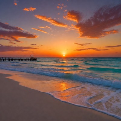 Bright sunset over the ocean