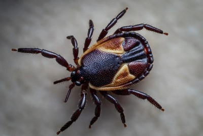 Close view of a tick on a surface