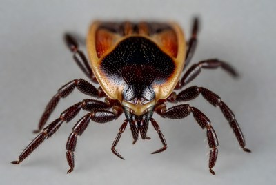 Tick close-up on plain background