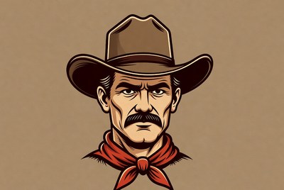 Cowboy with mustache and hat