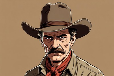 Western cowboy with serious expression