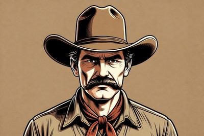 Cowboy with mustache and hat