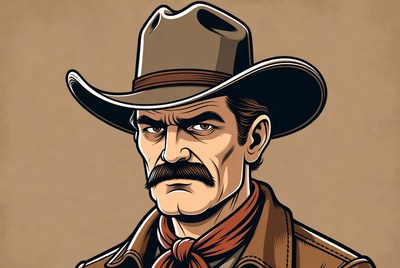 Cowboy with hat and mustache