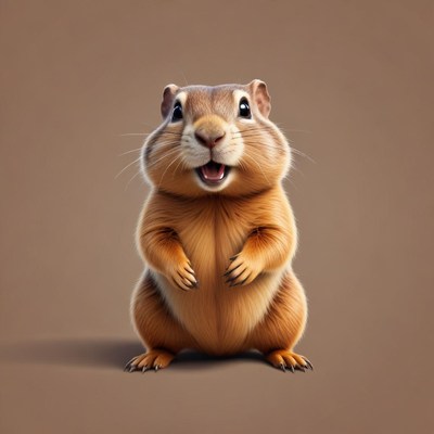 Cute rodent standing and smiling