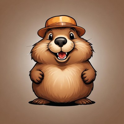 Happy cartoon animal wearing hat