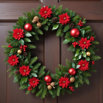 Holiday wreath on front door