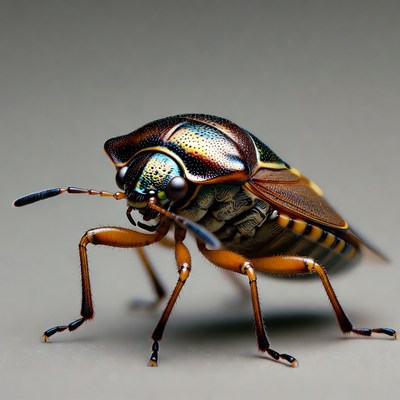 Colorful insect on a plain surface