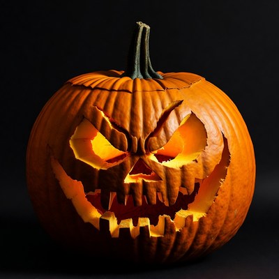 Jack-o'-lantern with scary face design