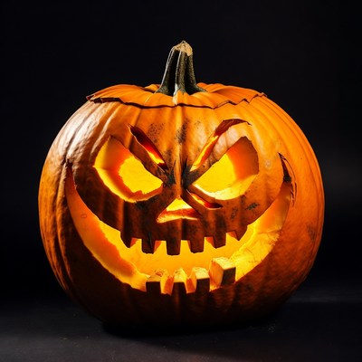 Halloween pumpkin with spooky face design