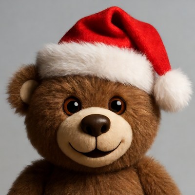 Cute bear wearing christmas hat