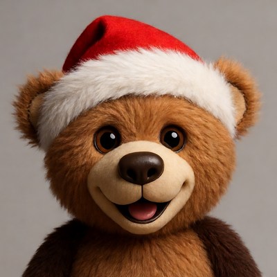 Festive bear wearing a santa hat