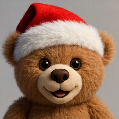 Cute bear with christmas hat
