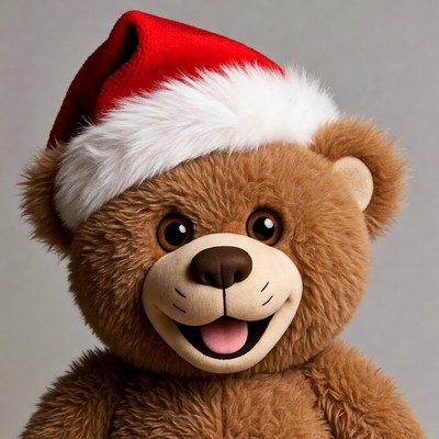 Cute bear wearing santa hat