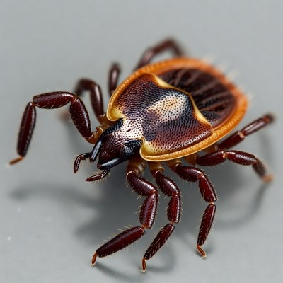 Close-up of a tick on grey surface