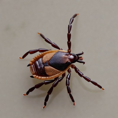 Tick on a surface in close-up view