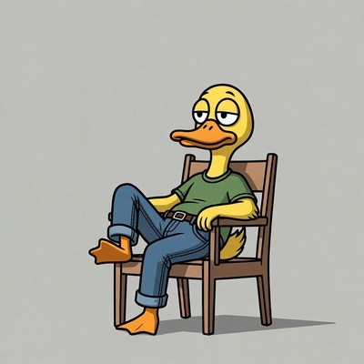 Duck sitting on a chair