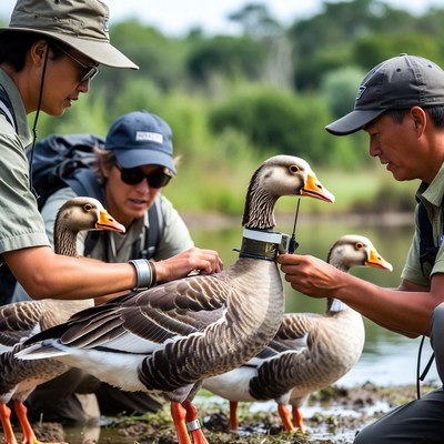 Researchers attach tracking devices to geese
