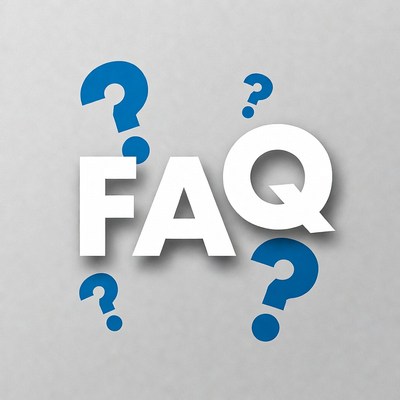 Faq with question marks and text