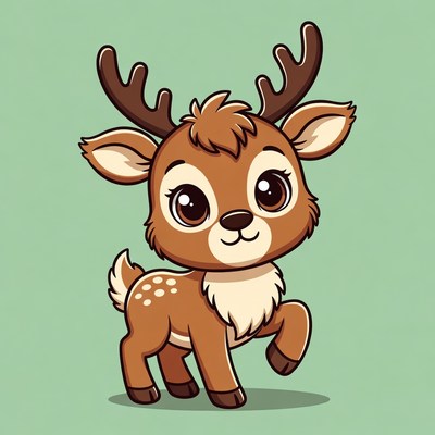 Cute deer character with antlers