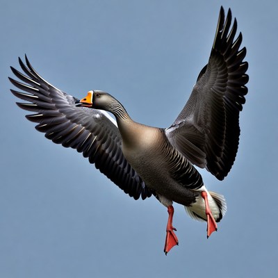Goose flying in clear sky
