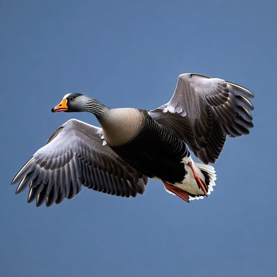 Bird in flight over blue sky