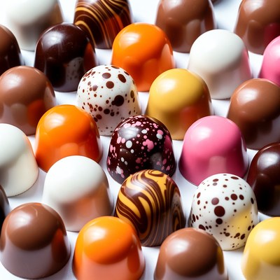 Colorful chocolate treats in different shapes
