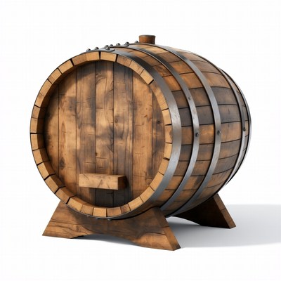 Wooden barrel on display for sale