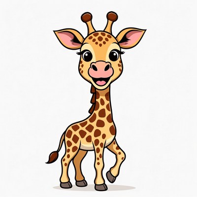 Giraffe with happy expression in cartoon style