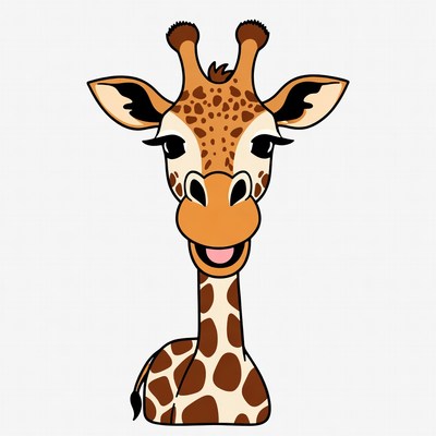 Giraffe cartoon character design in simple style