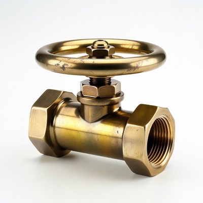 Brass valve with wheel for control