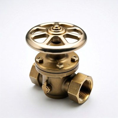 Brass valve with wheel handle for control