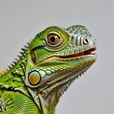 Green lizard portrait in detail