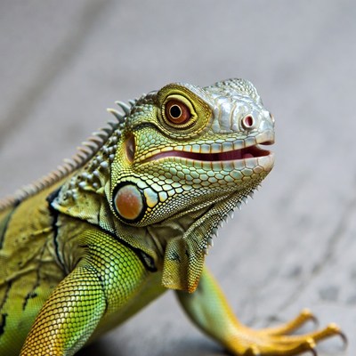 Iguana sitting on a surface