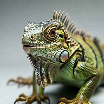 Lizard posing for close-up shot indoors