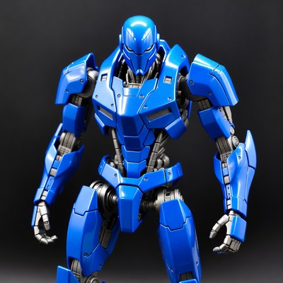 Blue robotic figure standing still