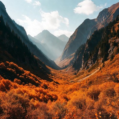 Autumn valley in the mountains