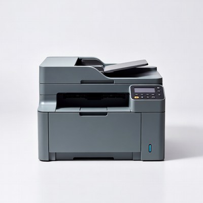 Office printer on plain background
